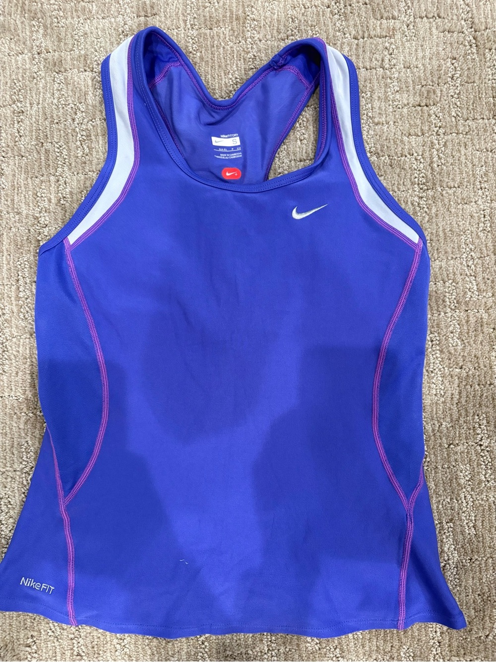 Nike Women’s NWOT Purple Racerback Tank with White Trim